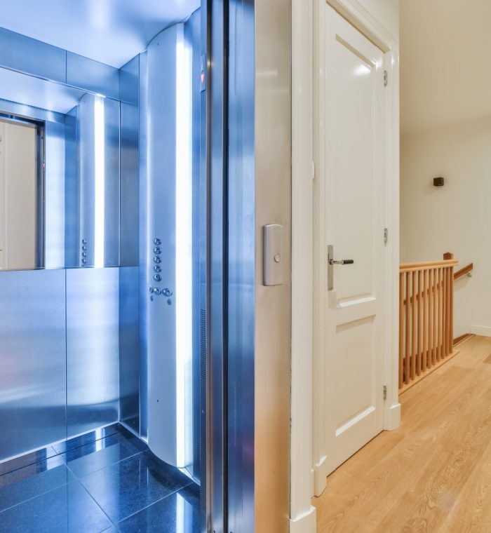 interior of an open lift in the upper floor of the house